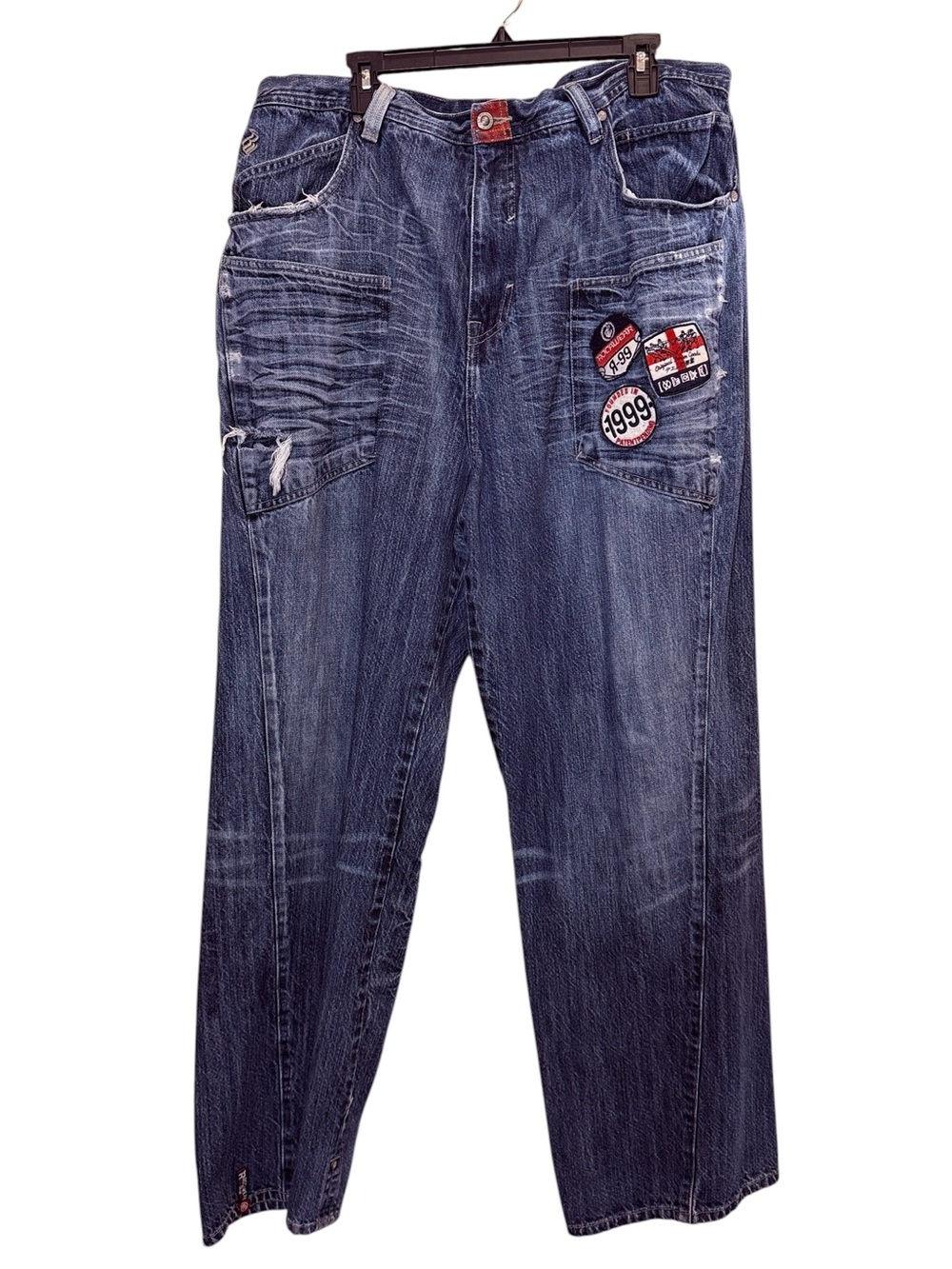 Rocawear Y2K Men's Vintage Distressed Streetwear Hip Hop Patchwork Relaxed Jeans